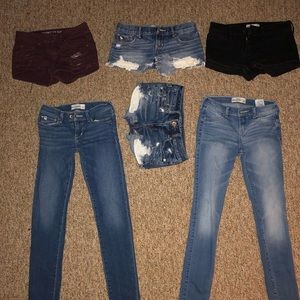 Bundle of jeans and jean shorts
